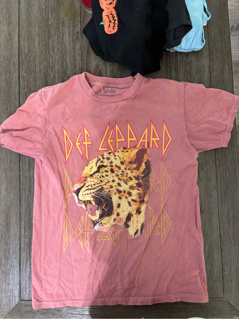 Pink Graphic Tee - Band Logo Leopard